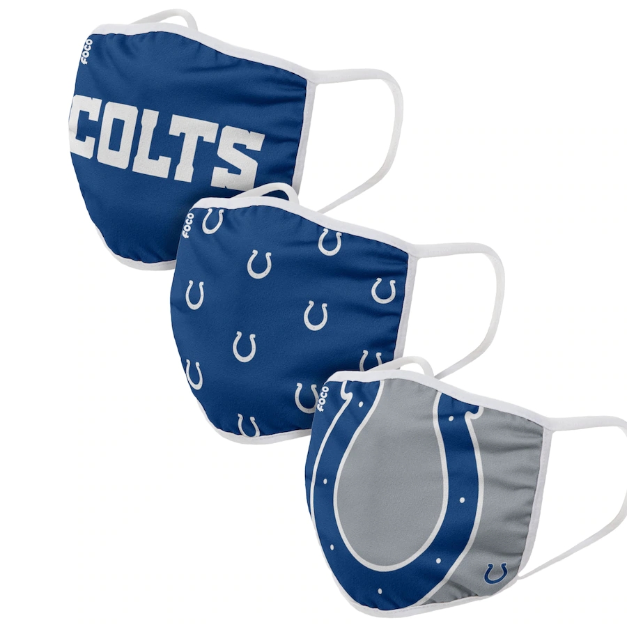  Indianapolis Colts Adult Face Covering 3-PackDust mask with filter->kansas city chiefs->NFL Jersey